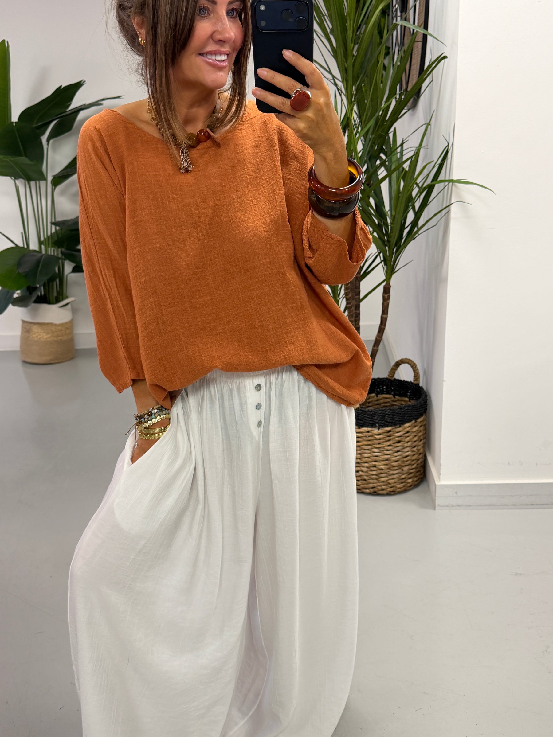 Basic Cotton Top -  Rust