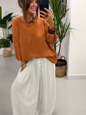 Basic Cotton Top -  Rust