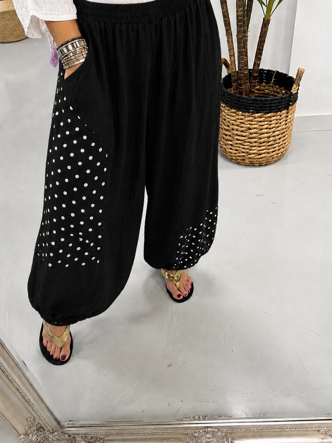 Dottie Linen Mix Trousers - Black
