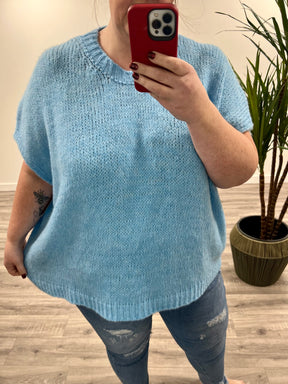 The Knitted Tank (Plus) - Blue