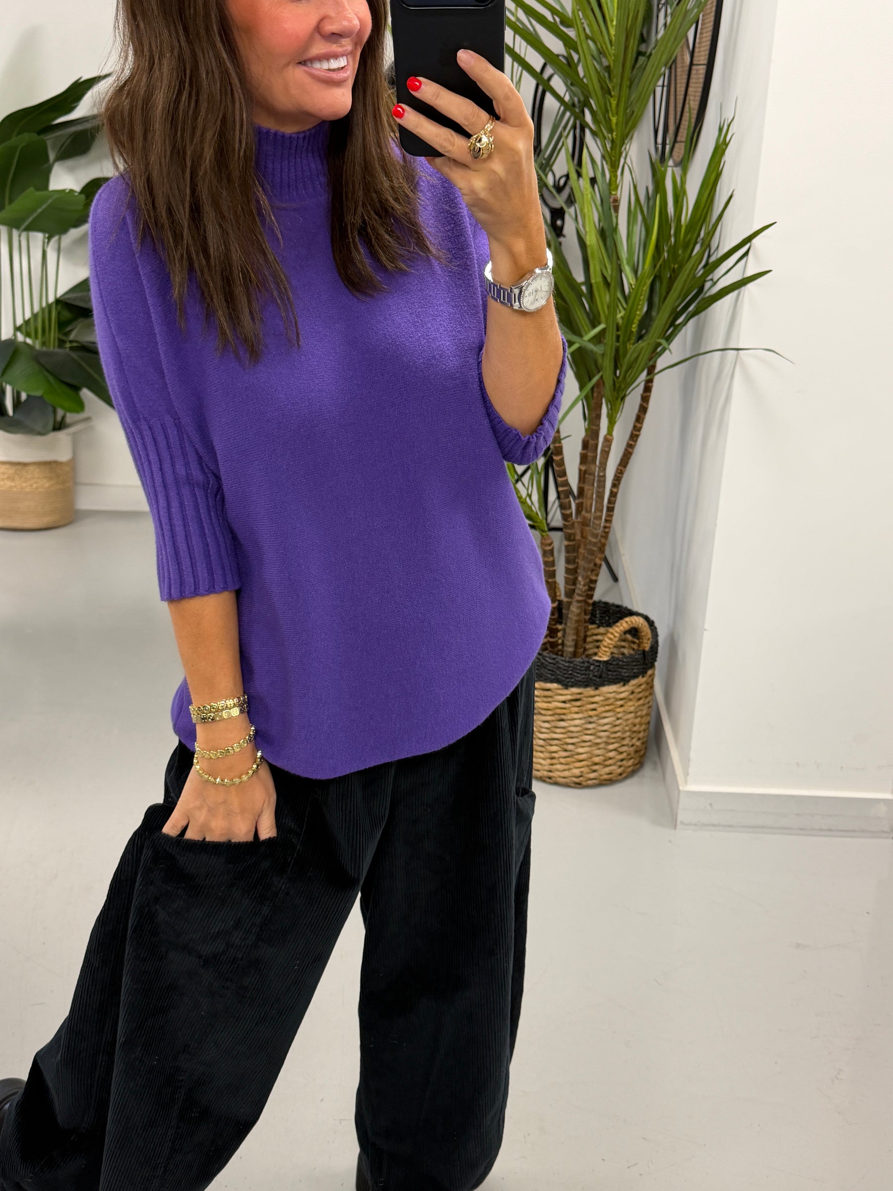 Crop Sleeve Knit - Purple (Size 10-18)