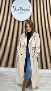 Chelsea PU Trench Coat - Cream