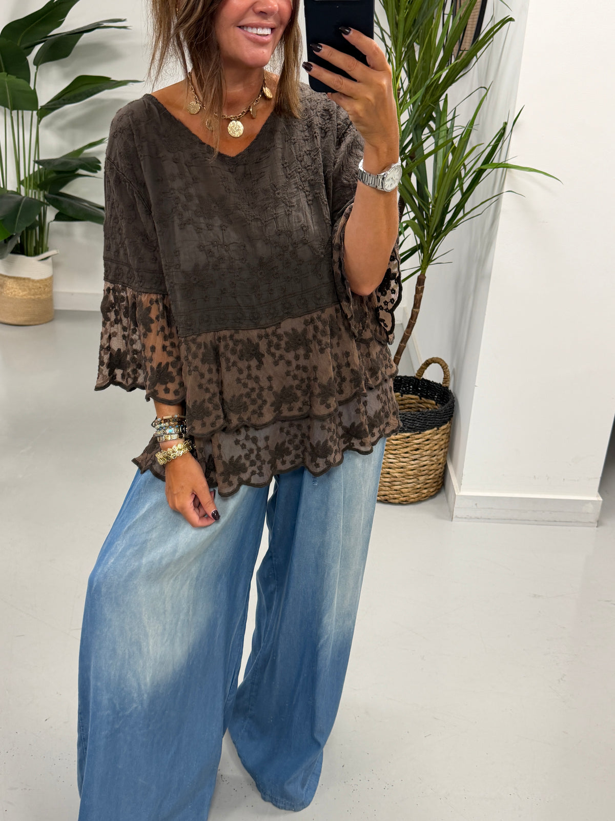 Seville Lace Tunic - Chocolate
