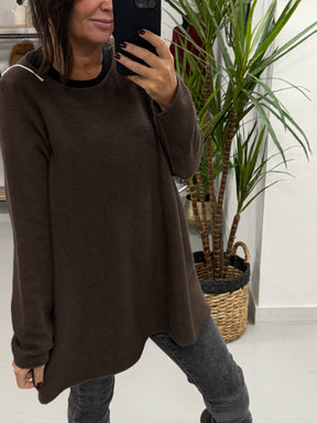 The Chelsea Round Neck Knit - Chocolate
