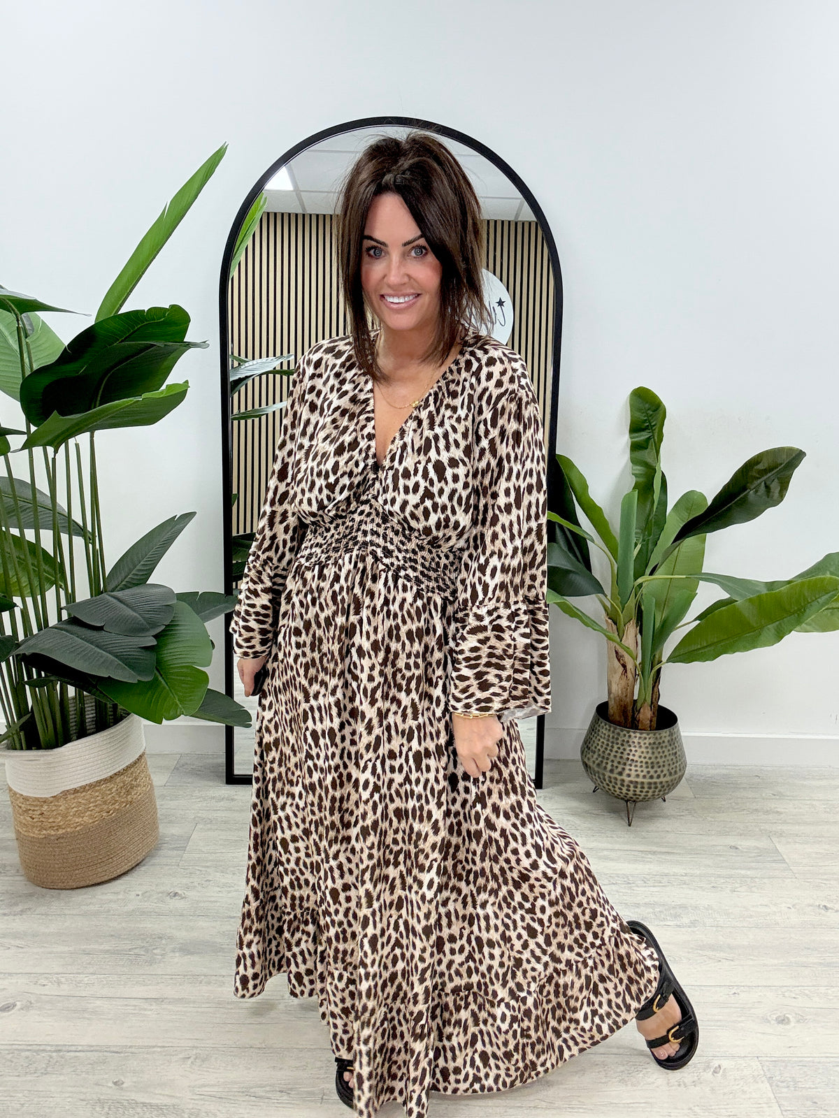 Amaya Animal Maxi Dress - Chocolate
