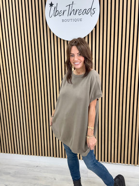 The Knitted Button Back Tank - Pebble