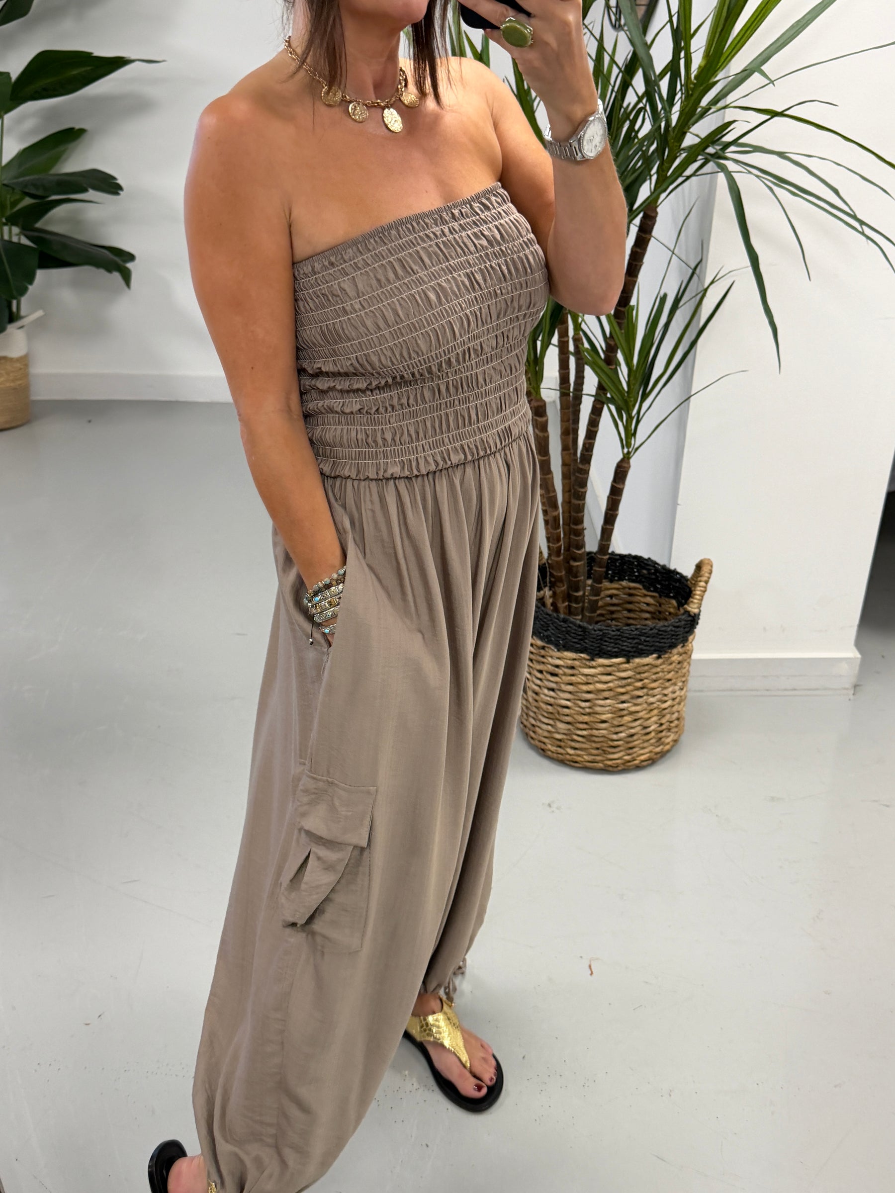 The UTB Cargo Jumpsuit- Taupe