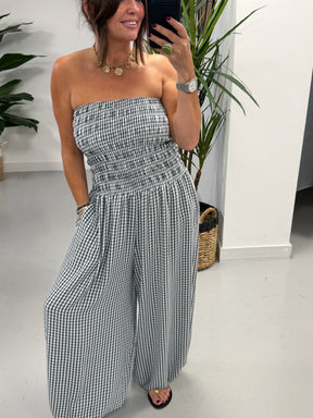 PRE ORDER The Gingham Balloon Leg Jumpsuit- Black