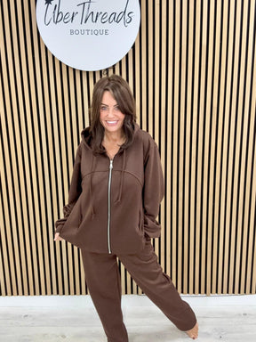 The Dalton Scuba Zip Hooded Tracksuit - Chocolate