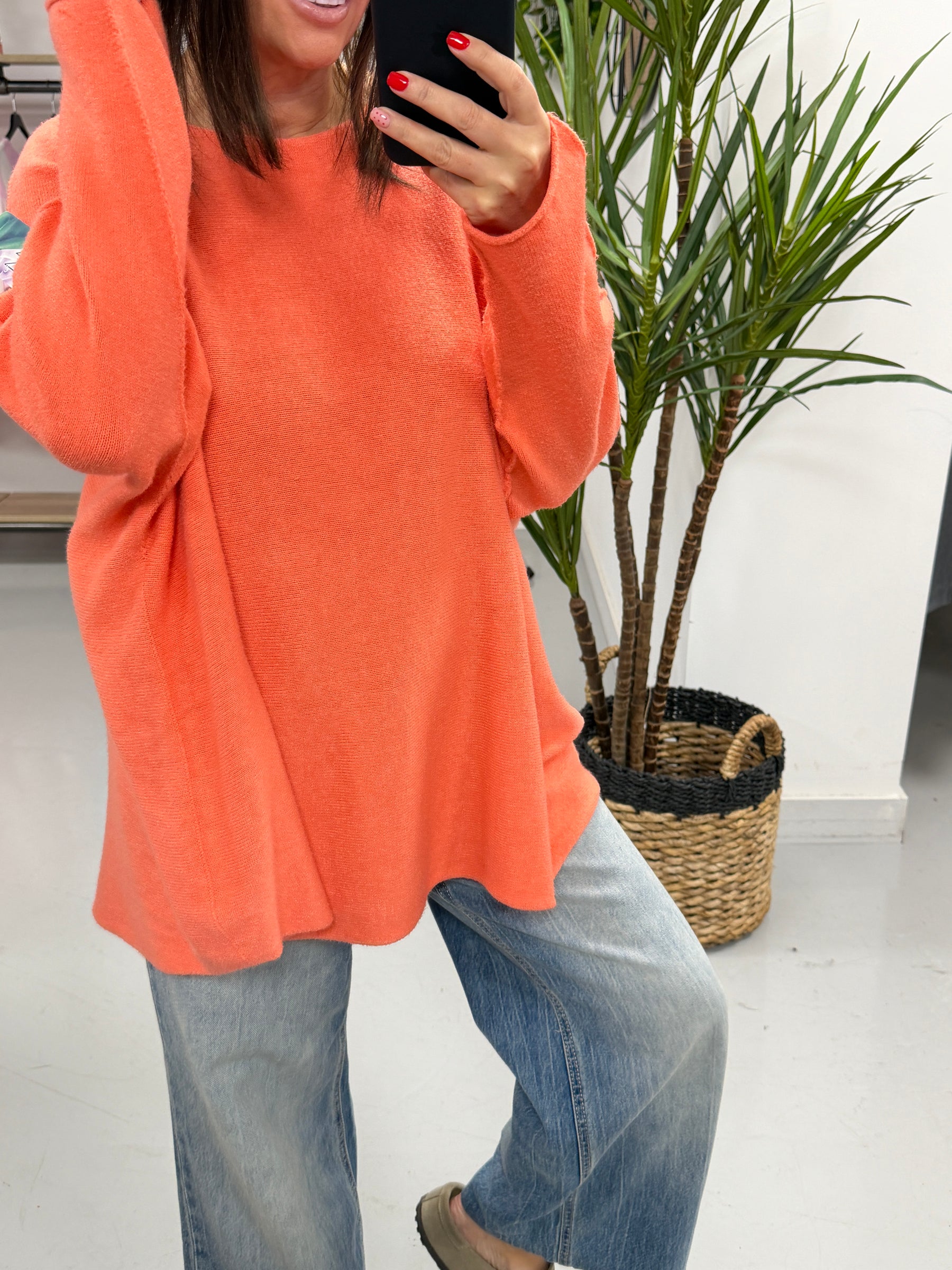 The Chelsea Round Neck Knit - Coral