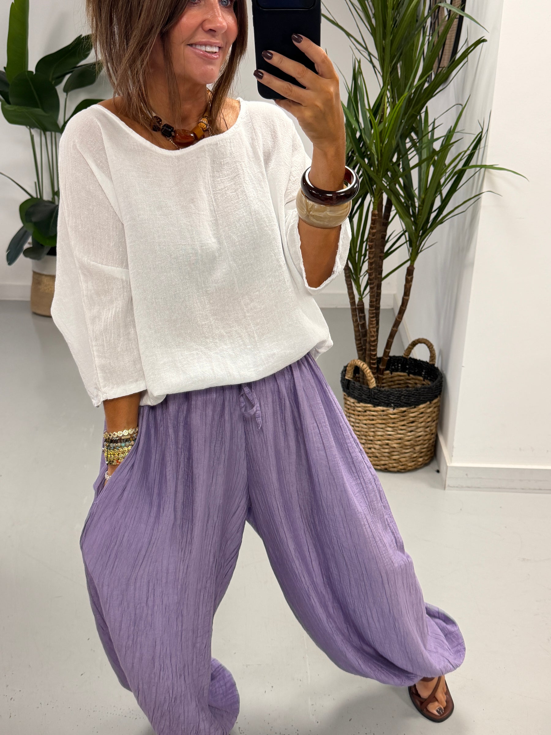 The OG TicToc Crinkle Balloon Trousers - Heather