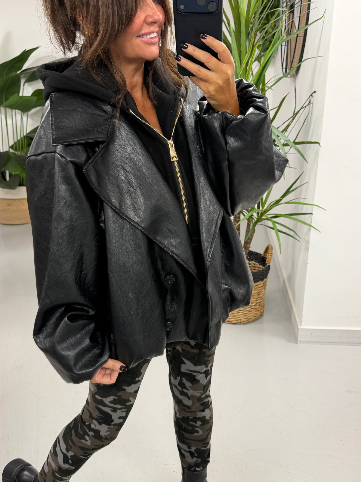 The Blake Hooded PU Jacket - Black (Size 12-16) (due in this week)