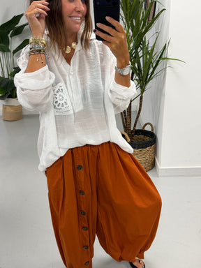 Crochet Pocket Hi Lo Tunic - White