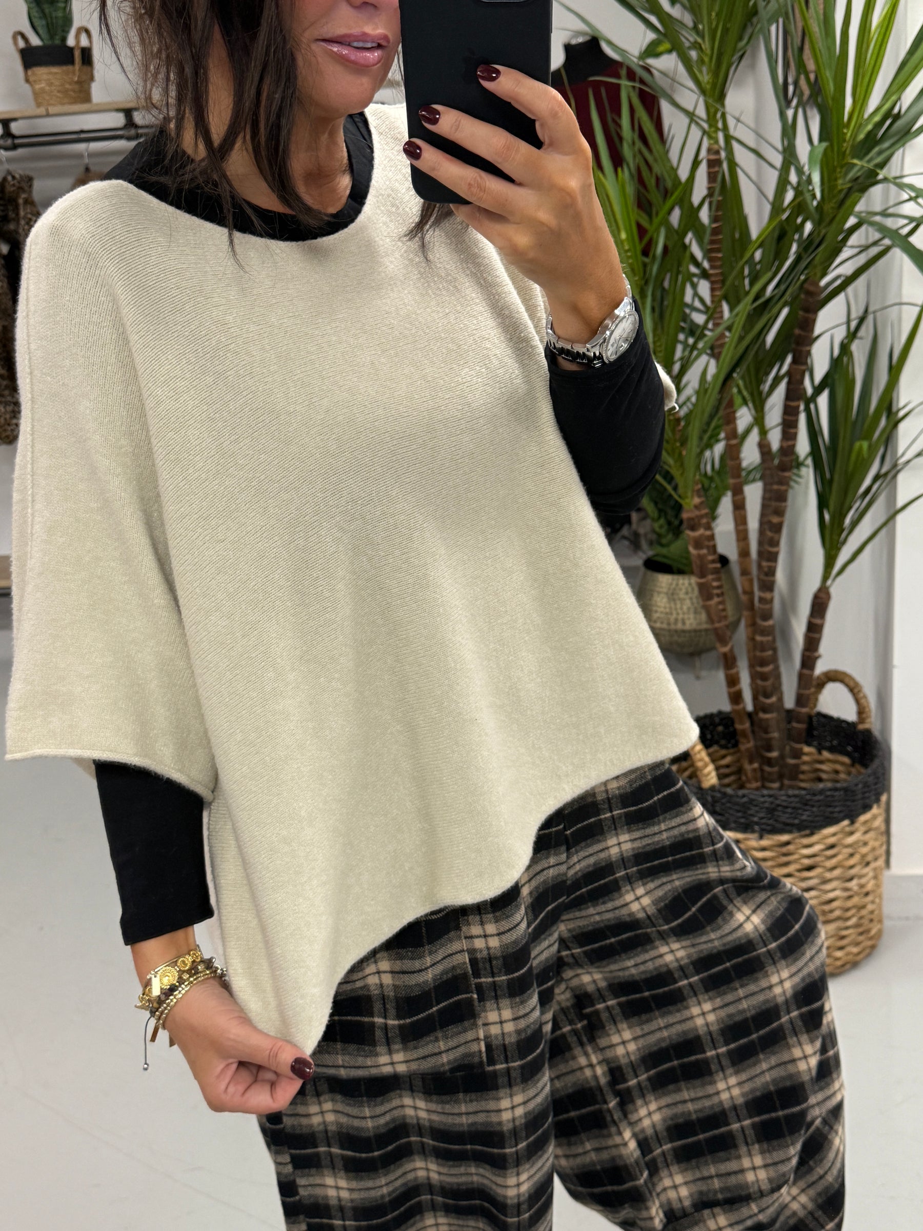 Gracie Crop Sleeve Knit - Stone
