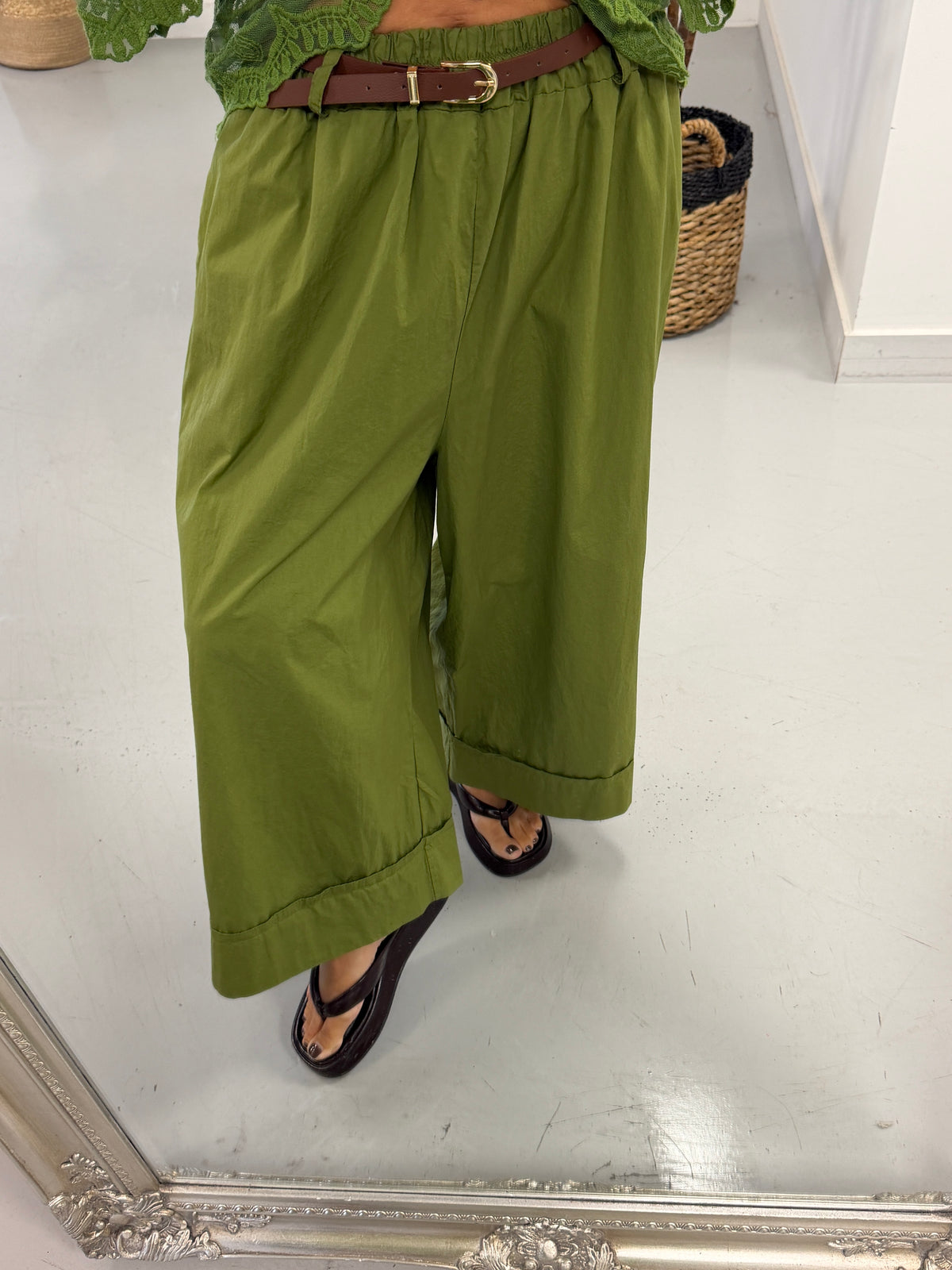 Belted Culottes - Olive