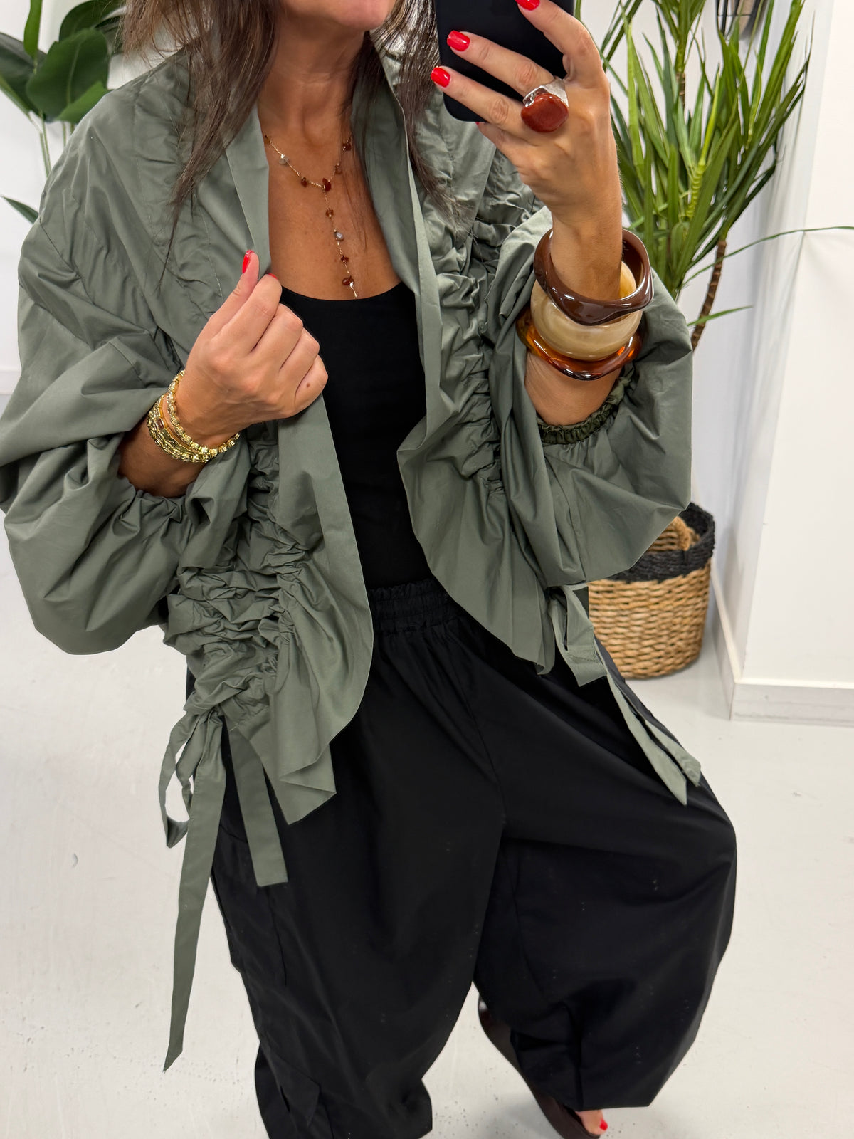 The Urban Ruched Jacket - Khaki