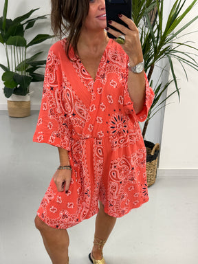 The Bandana Valencia Playsuit - Coral