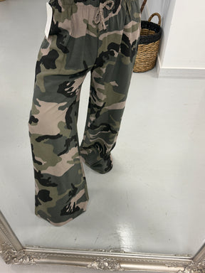 Camo Wide Leg Trousers - Mocha