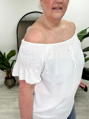 Madeira Bardot Top (plus) - White