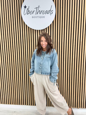 Tie Back Denim Shacket