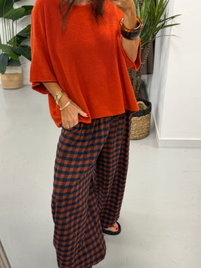 Gracie Crop Sleeve Knit - Rust