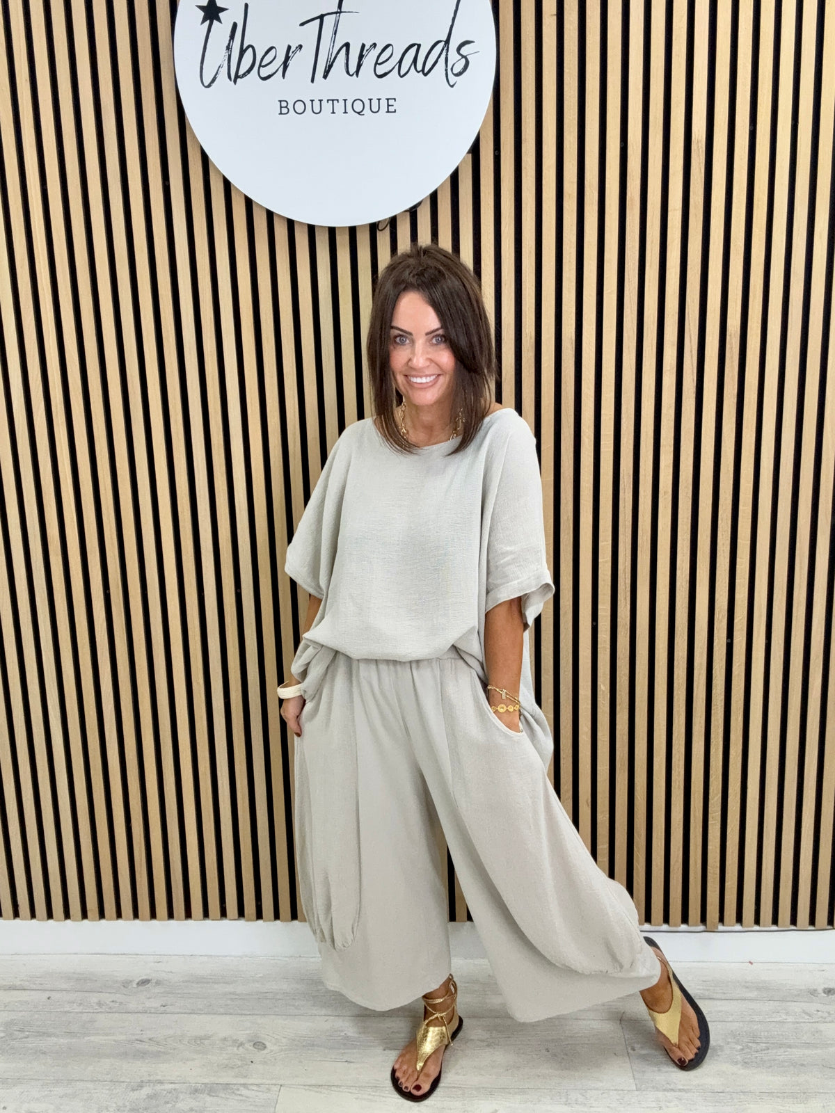 Sahara Cropped Pants - Stone