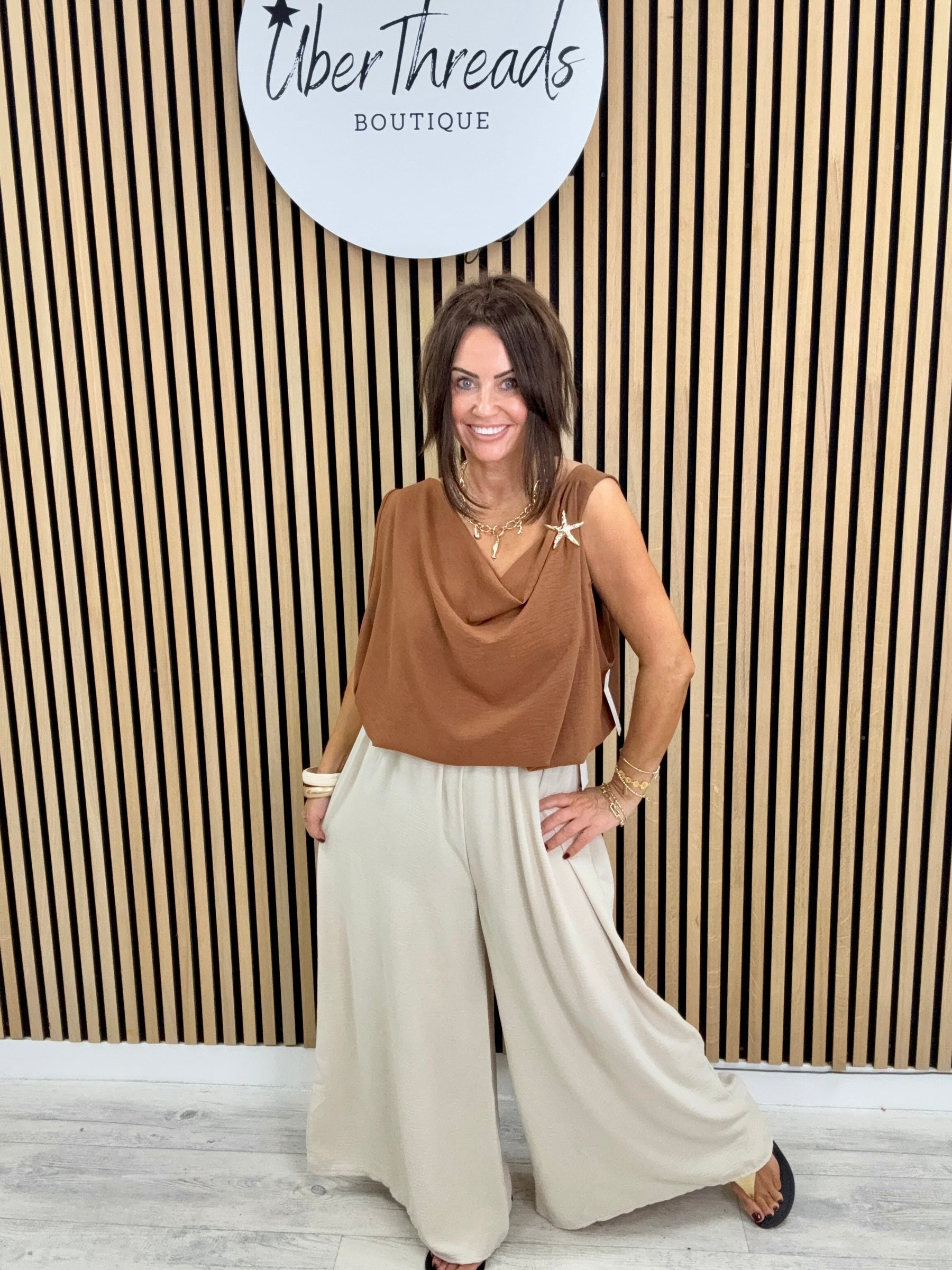 The Starfish Cowl Top - Light Chocolate