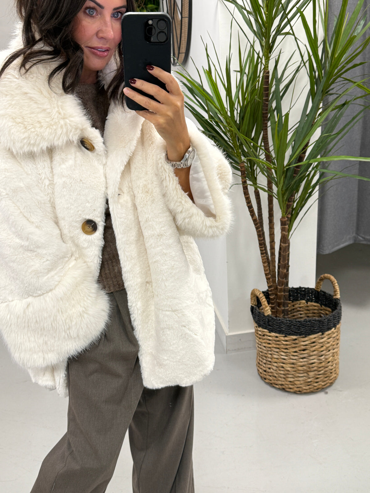 Kensington Faux Fur Swing Jacket - Winter White