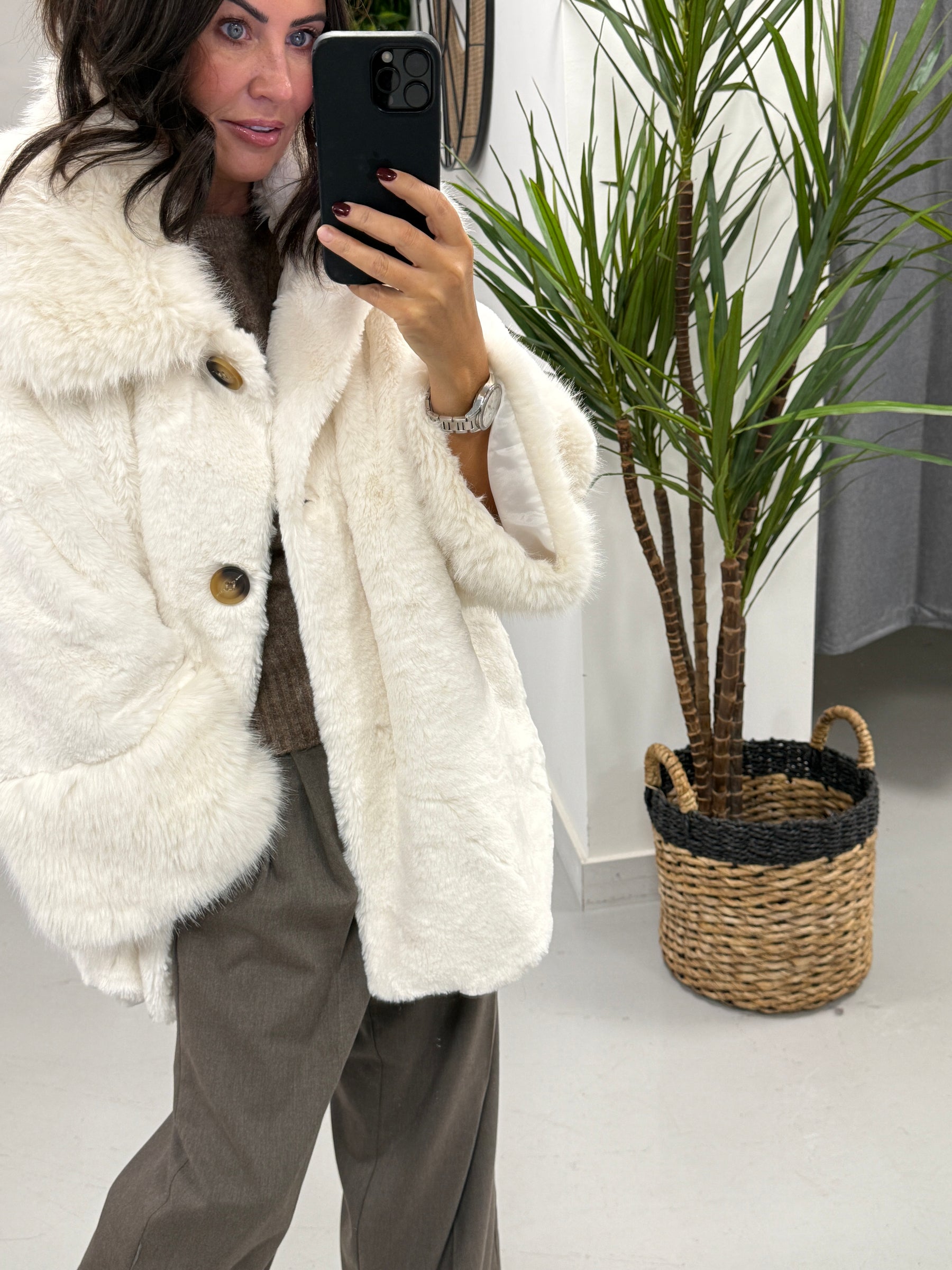 Kensington Faux Fur Swing Jacket - Winter White