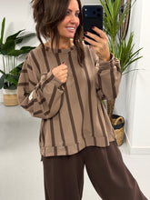 Sunset Stripe  “Life Isn’t Perfect” Sweater - Chocolate/Light Chocolate
