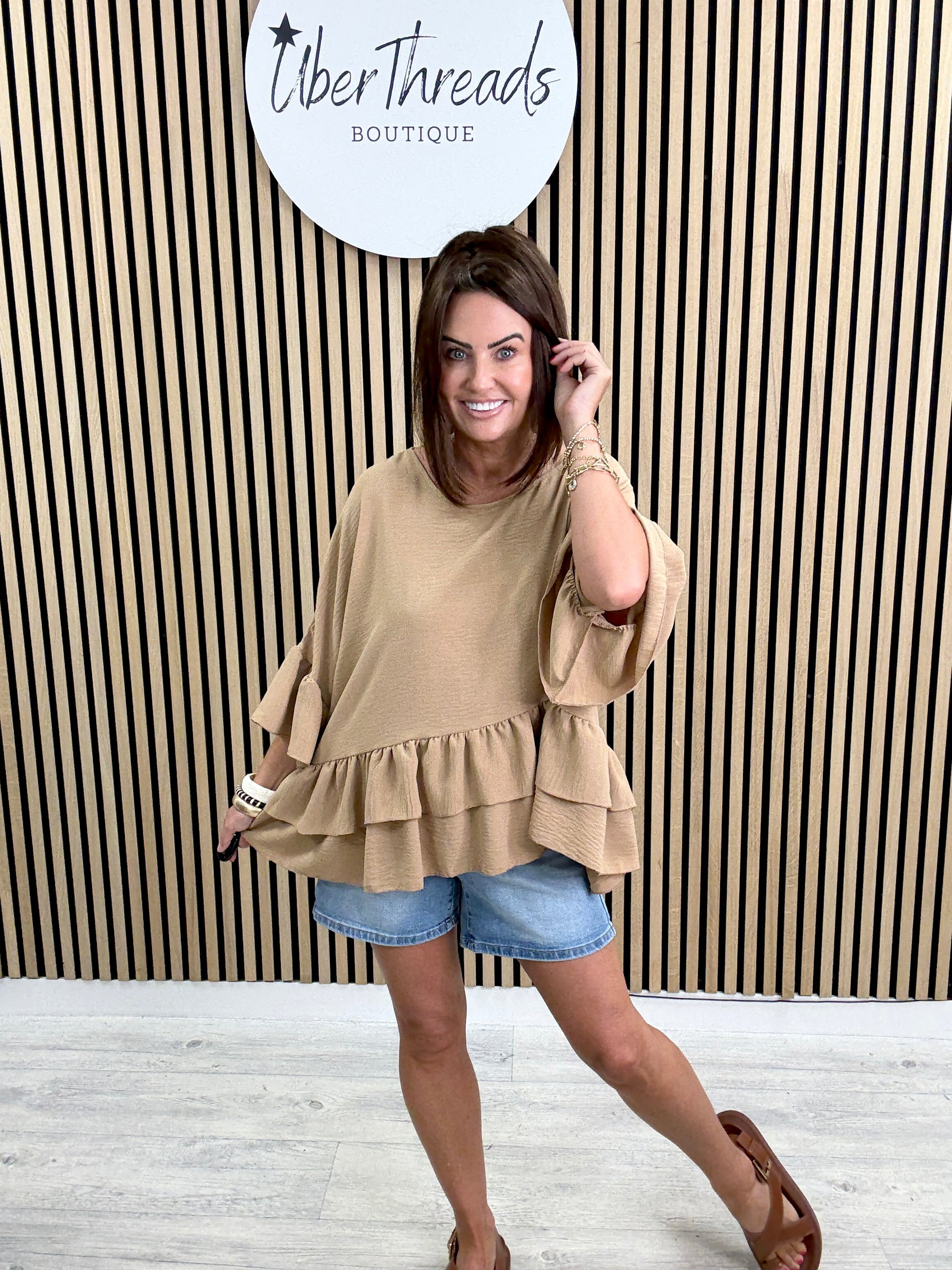 The Dune Frill Tunic - Light Camel