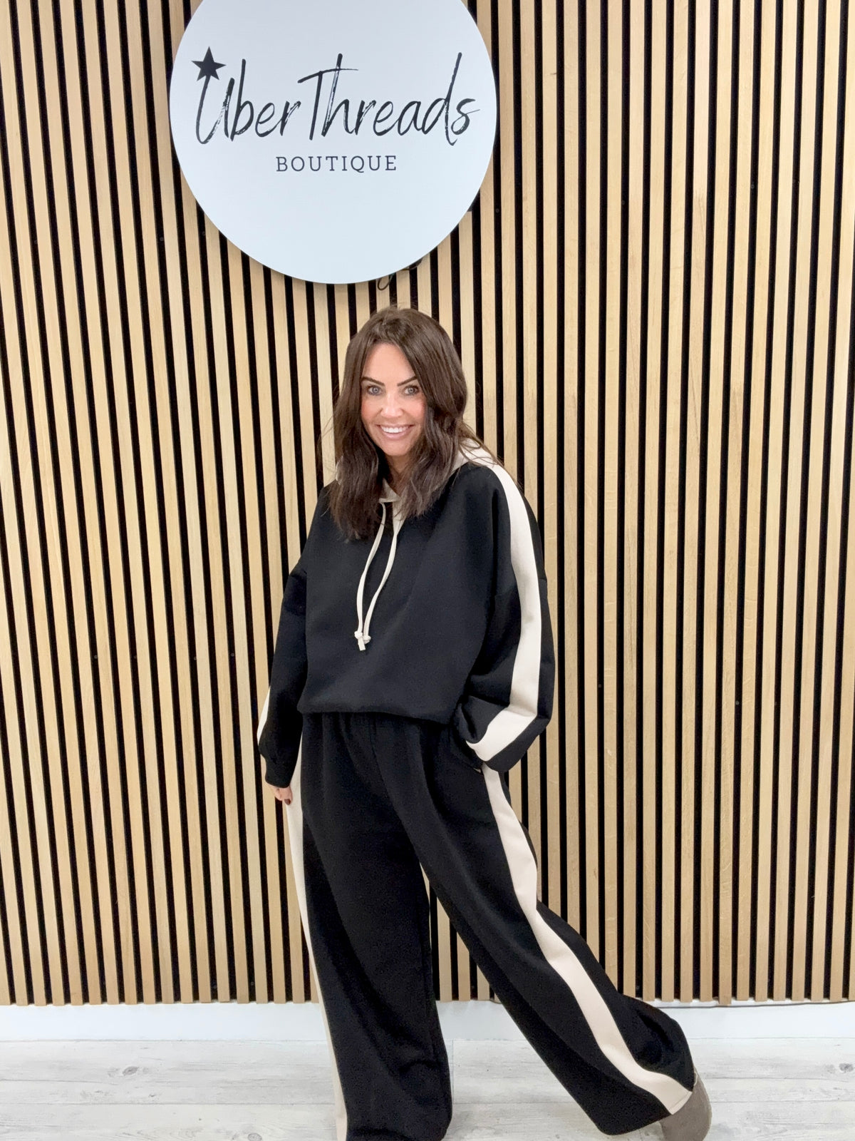 The Stripe Scuba Hooded Tracksuit - Black