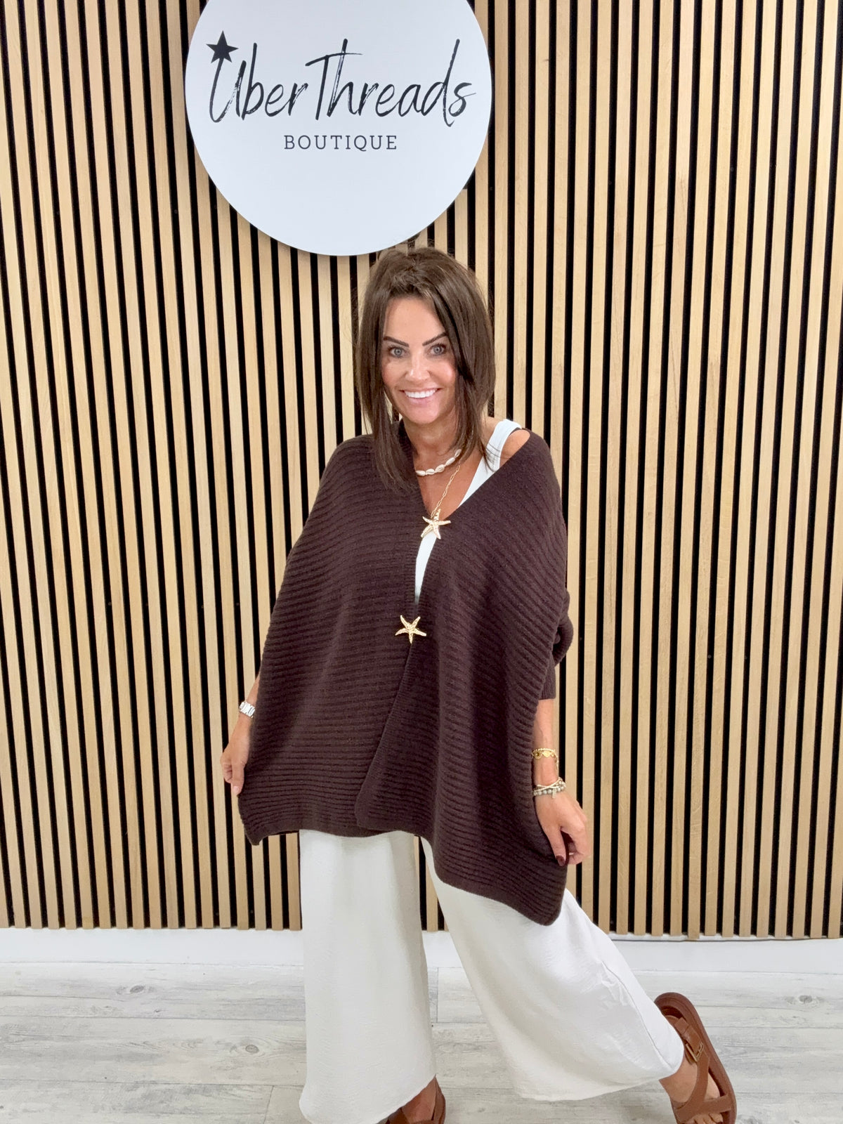 The Ribbed Starfish Cardigan - Chocolate