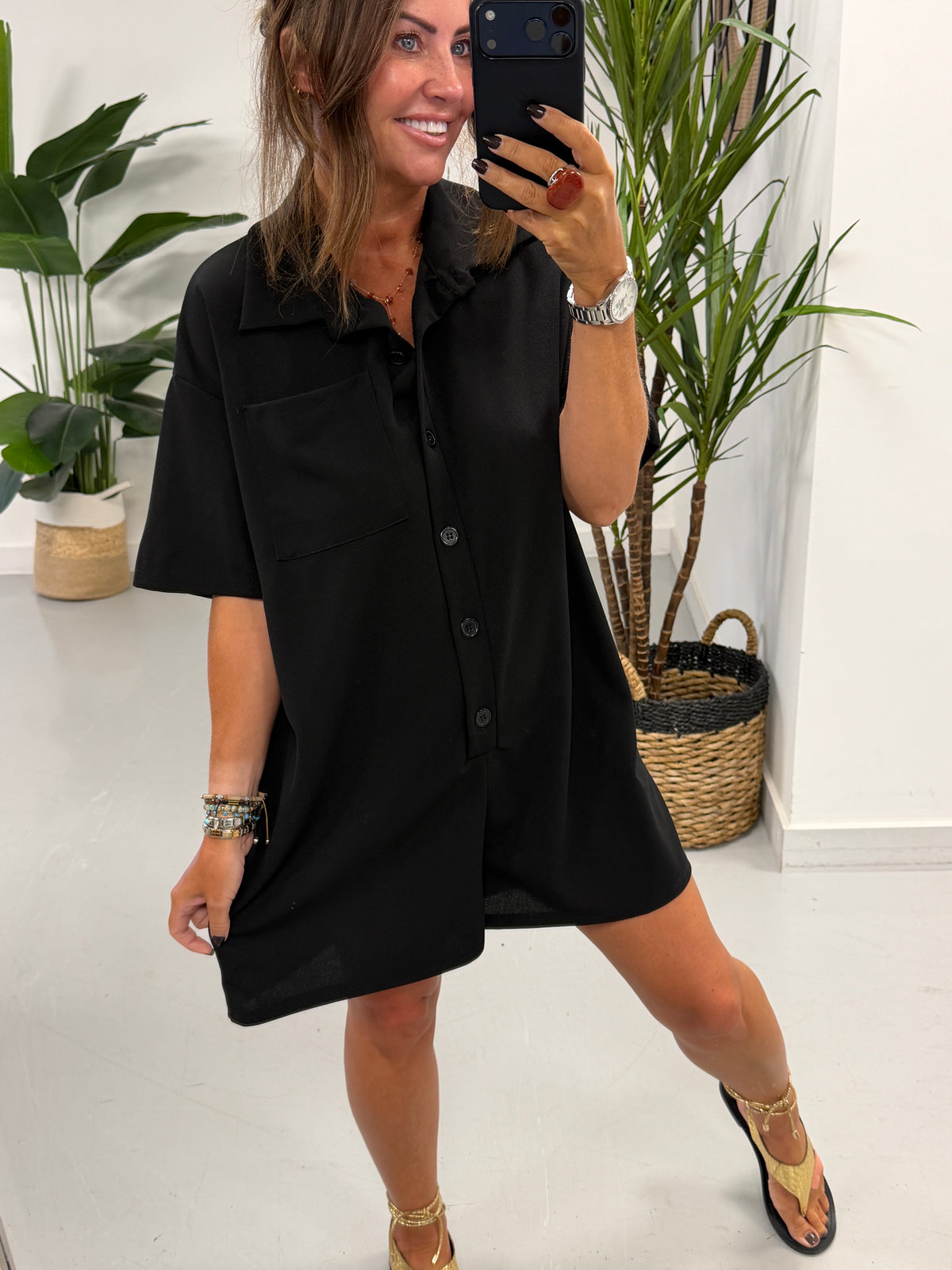 The Button Up Playsuit - Black