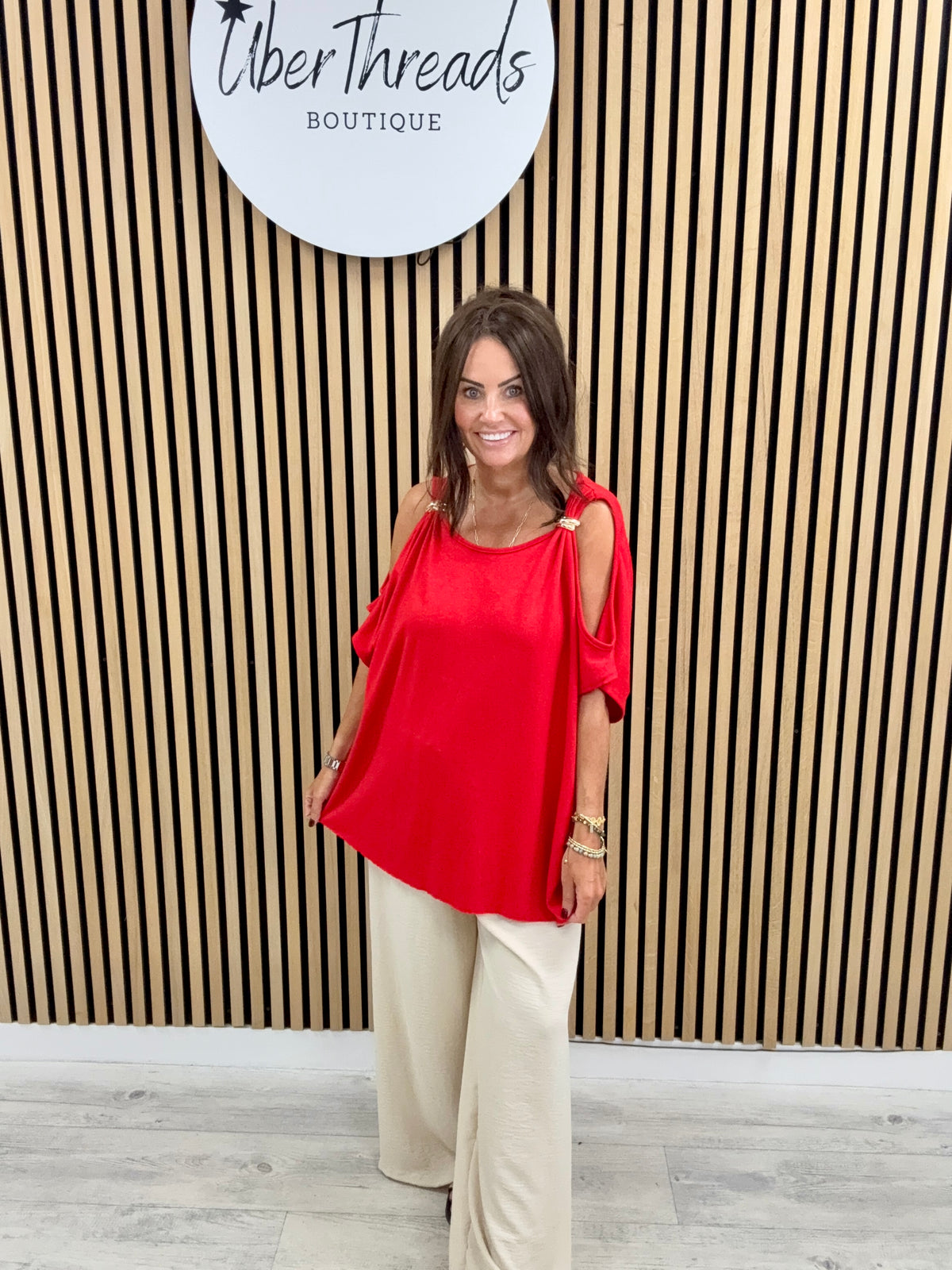 The Soft Knit Calle Cold Shoulder - Red
