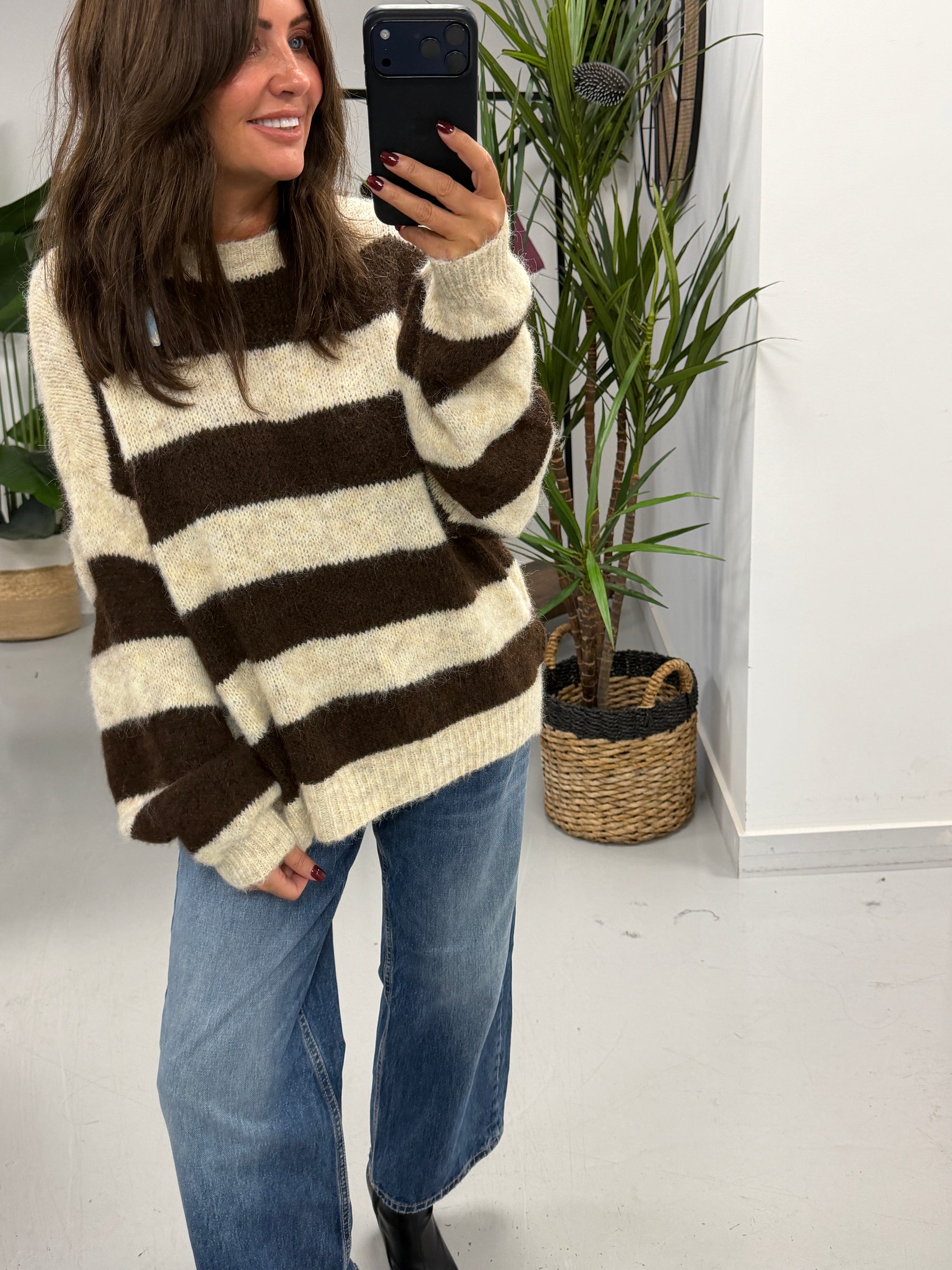 The Buxton Stripy Knit - Chocolate/Cream (Size 8-16)