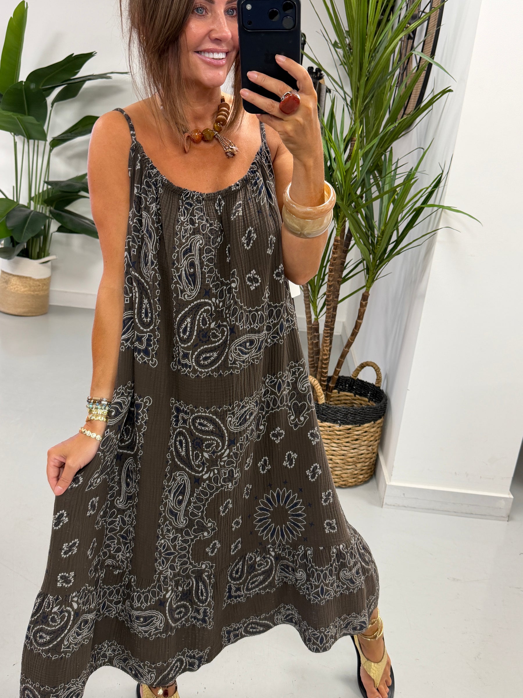 Valencia Bandana Slouch Dress - Chocolate