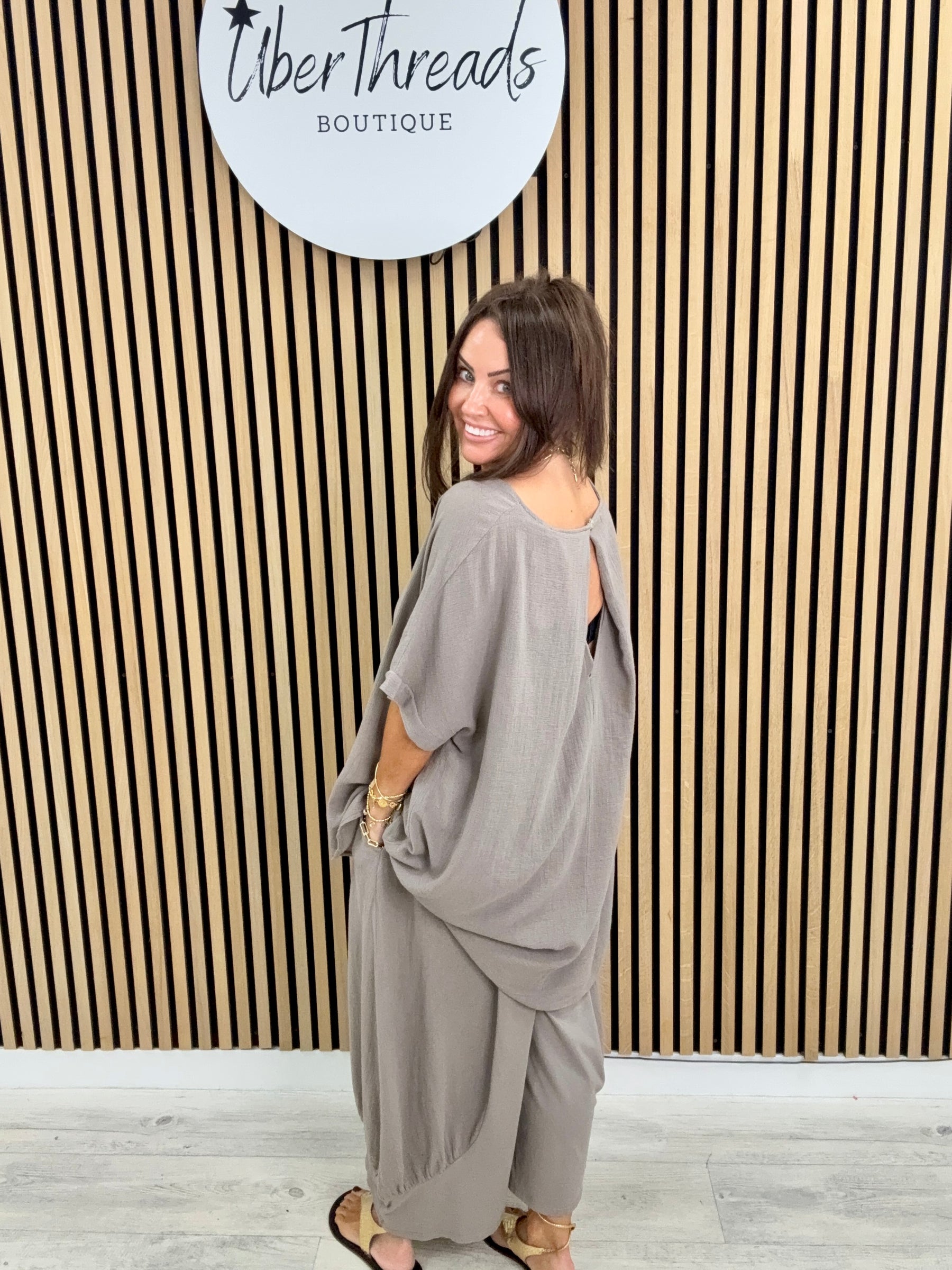 Sahara Split Button Back - Taupe