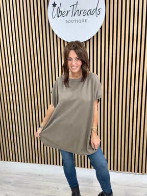 The Knitted Button Back Tank - Pebble