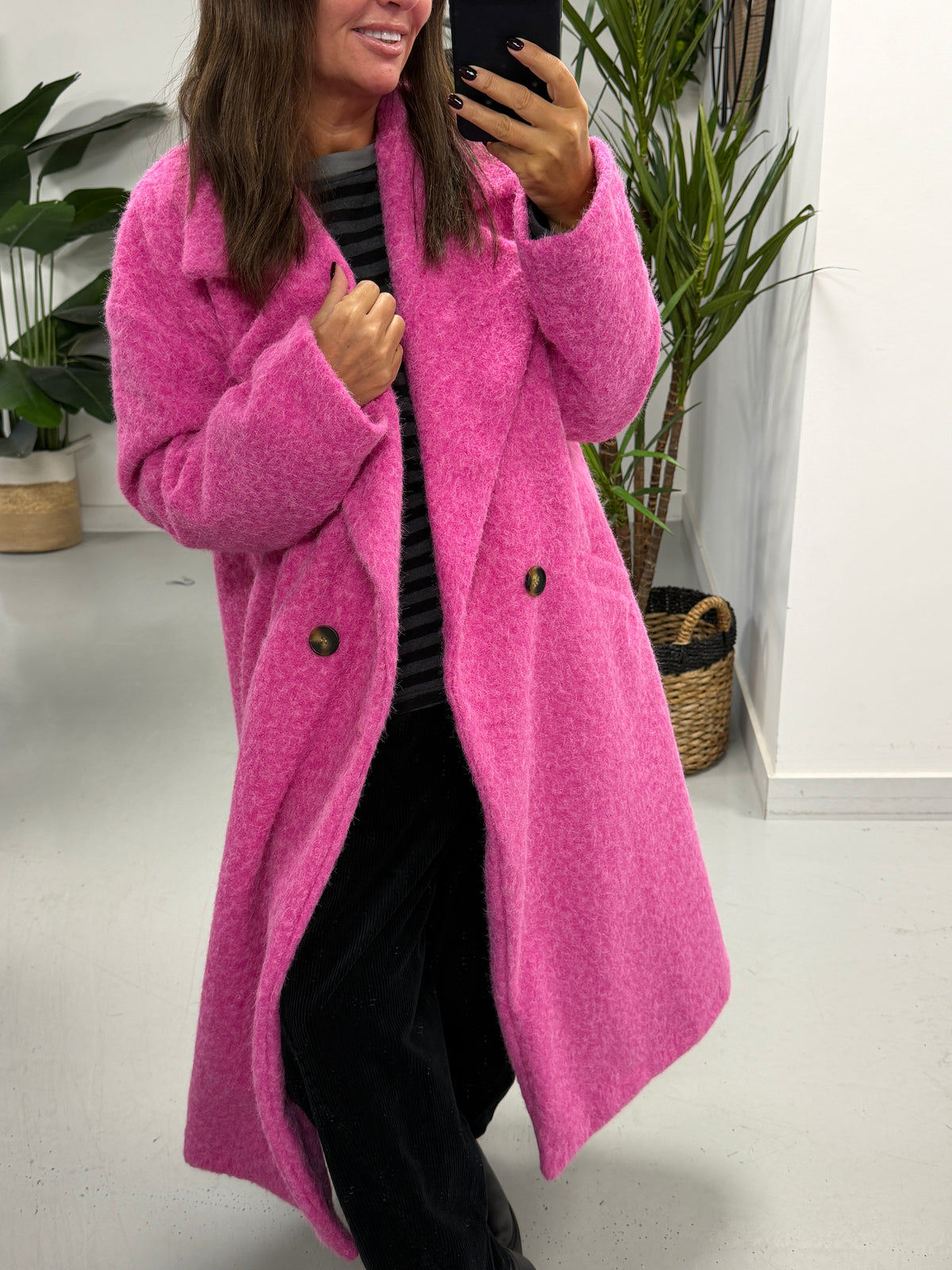 Dakota Boyfriend Coat  - Hot Pink