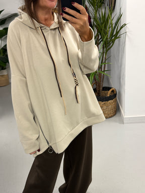 Scuba Hooded Sweater- Cream (Size 12-16/18)