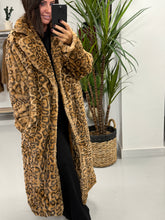 The Safron Longline Faux Fur Coat - Leopard (Size 12-14)