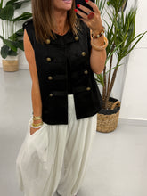 Velour Military Waistcoat - Black