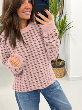 Super Soft Dogtooth Knit - Baby Pink
