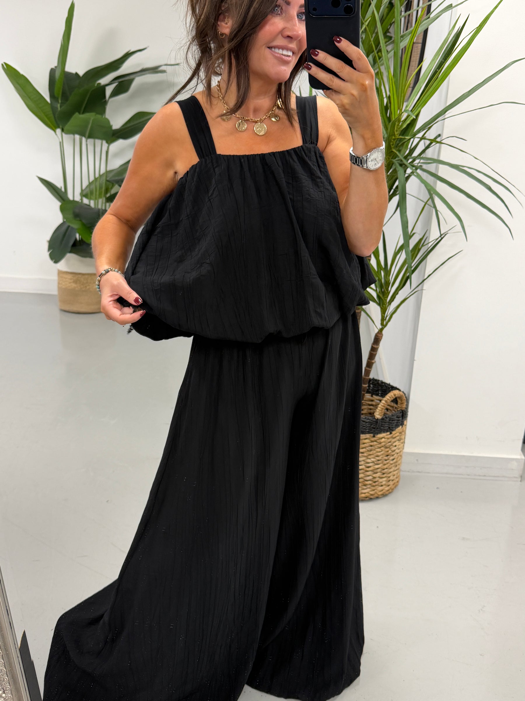 PRE ORDER Crinkle Inspired Co Ord  - Black