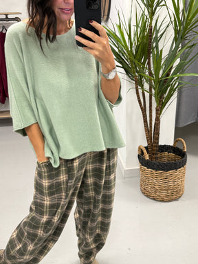 Gracie Crop Sleeve Knit - Mint Green