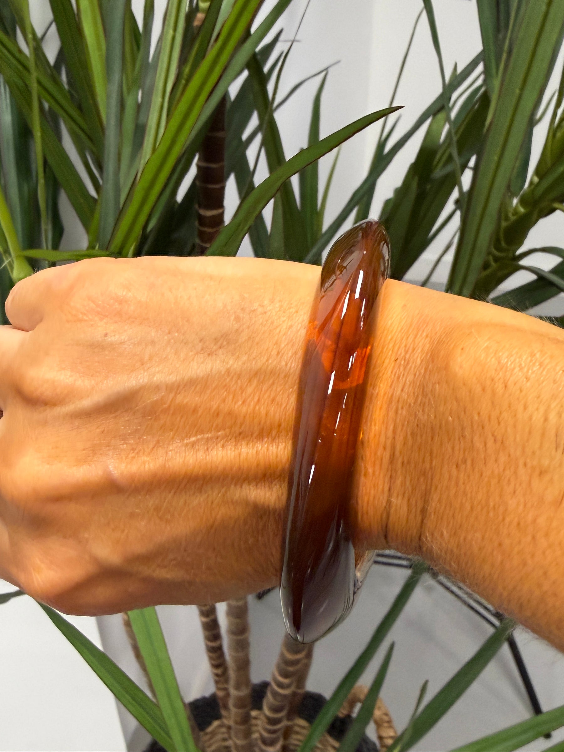 Misshaped Resin Amber Bangle
