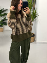 Rustic Stripe Knit Jumper  - Green/Mocha/Chocolate (Size 10-18)