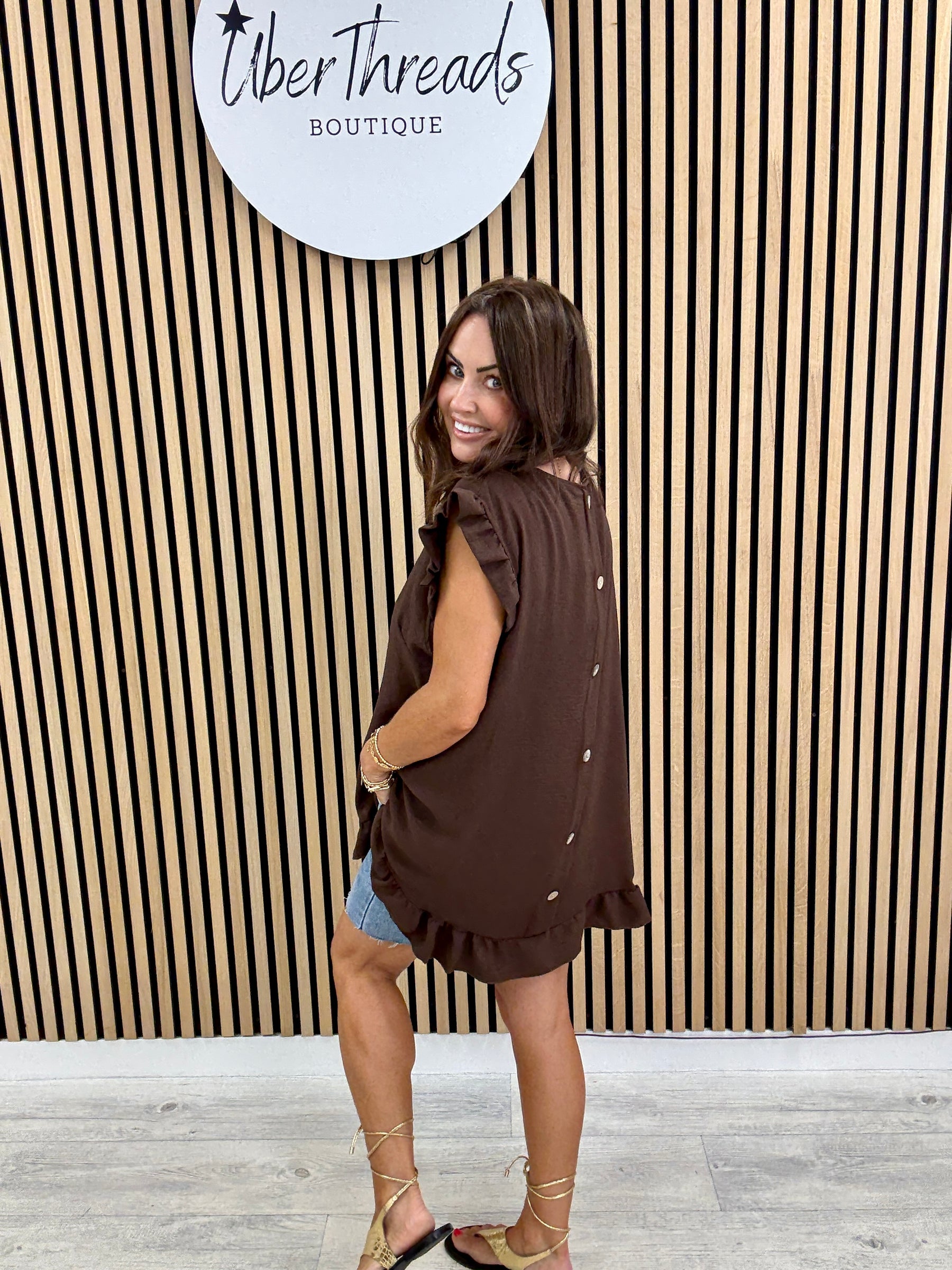 Luna Button Back - Chocolate