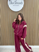 The Stripe Scuba Zip Hooded  Tracksuit - Mulberry
